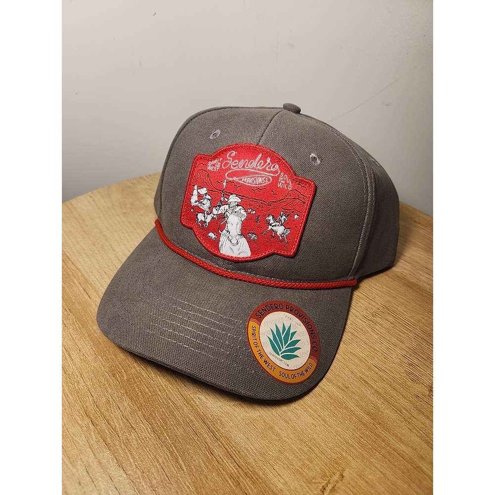 Sendero Provisions Co. Hat Cap Snap Back Gray Red Rope Skeleton Cowboy Mens